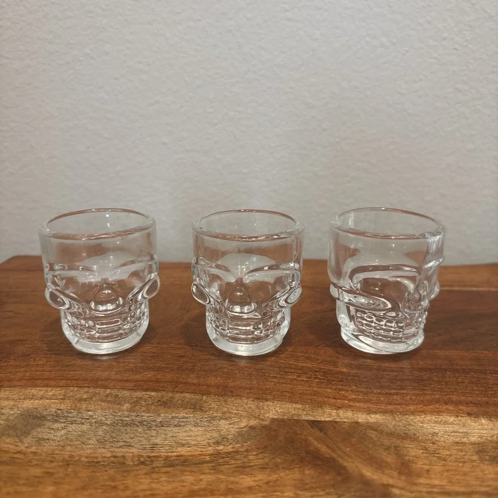 Crystal Head Vodka Skeleton Skull Head Shot Glasses‎ Set of 3 Clear